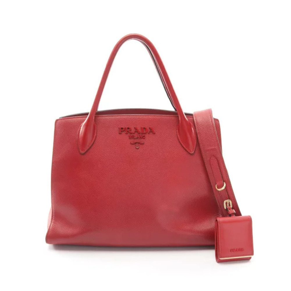 Prada SAFFIANO CUIR Monochrome Handbag Leather Red
